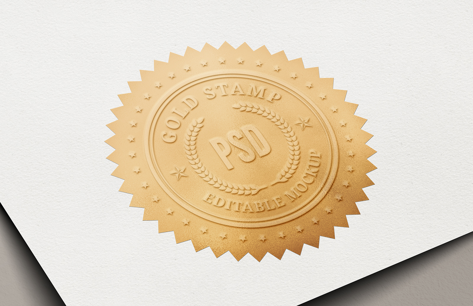 Download Gold Certificate Stamp Mockup — Medialoot