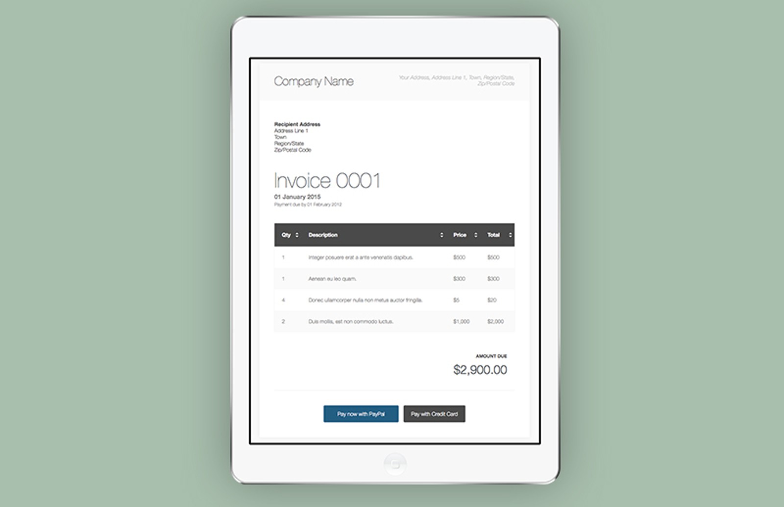 Html invoice template free