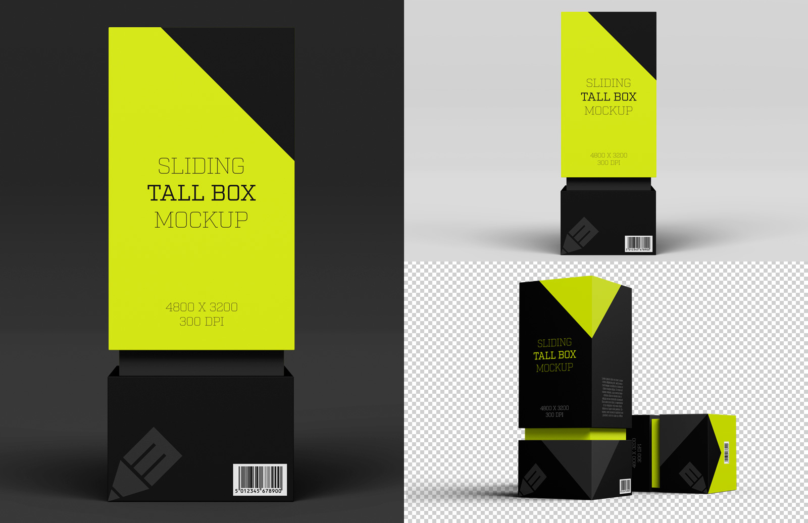 Download Sliding Tall Box Mockup — Medialoot
