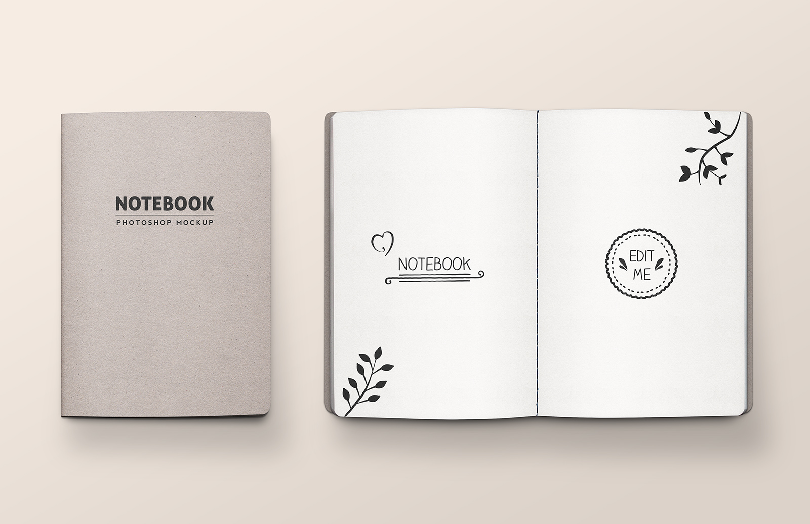 Download Stitched Notebook Mockup — Medialoot
