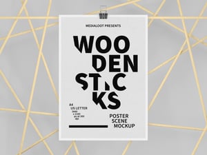 Wooden Sticks Poster Scene Mockup 1