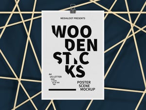 Wooden Sticks Poster Scene Mockup 2