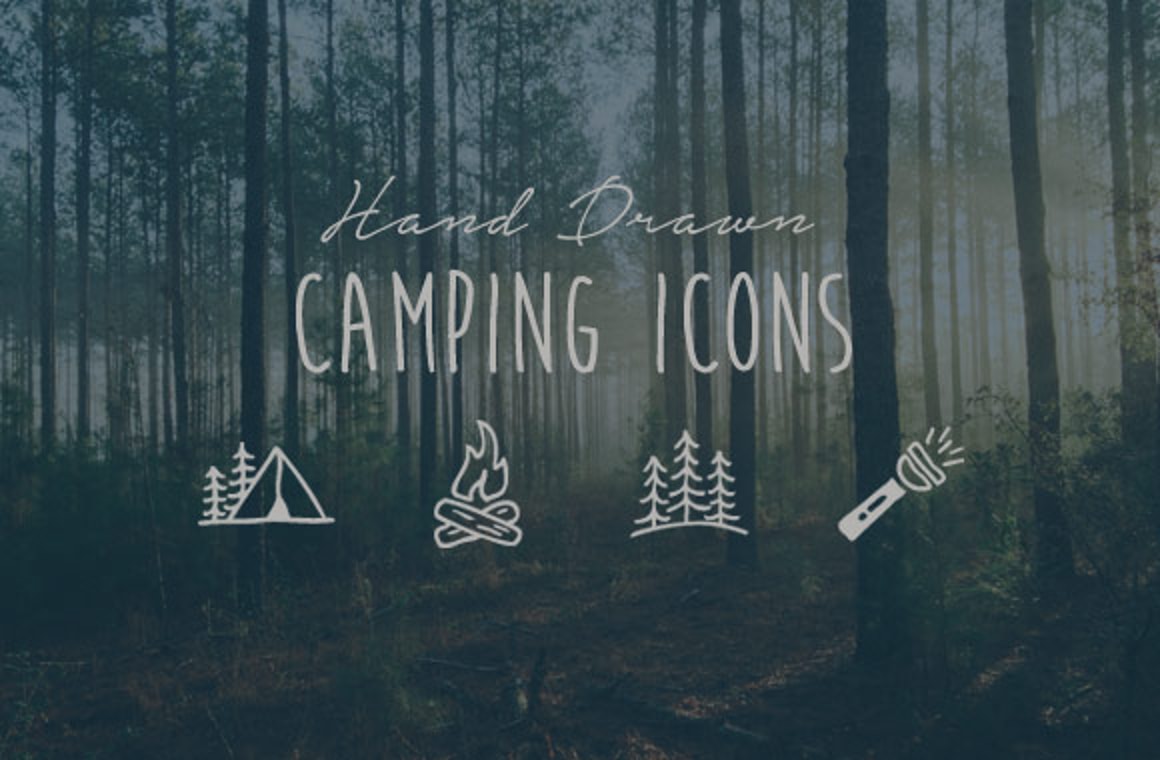 Hand Drawn Camping Icon Vectors