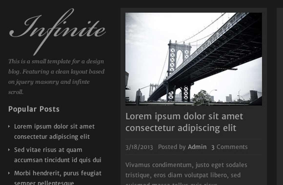 Infinite - A Design Blog Template HTML/CSS