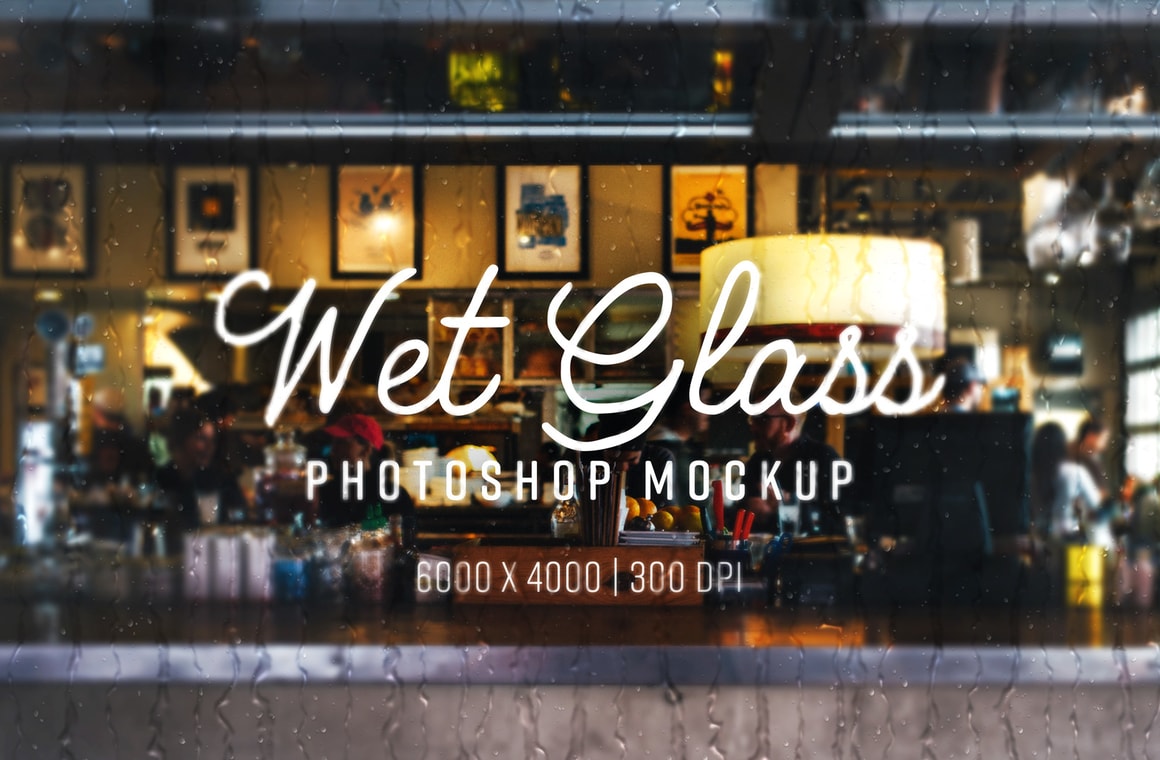 Wet Glass Photoshop Mockup
