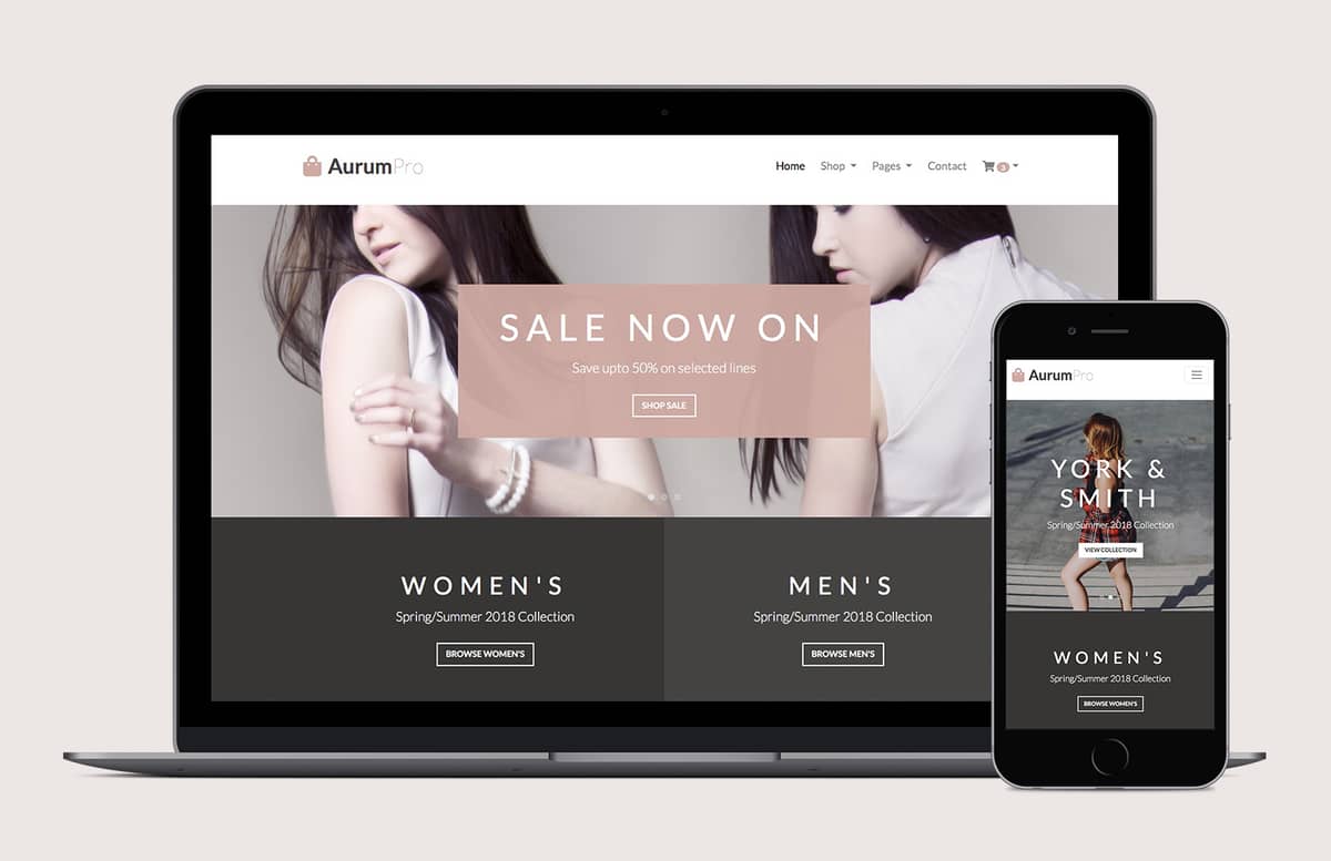 Aurum Pro Bootstrap 4 Ecommerce Template Preview Cover