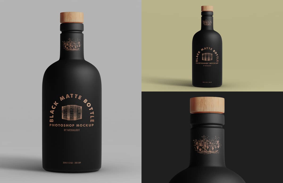 Black Matte Bottle Mockup Preview 1