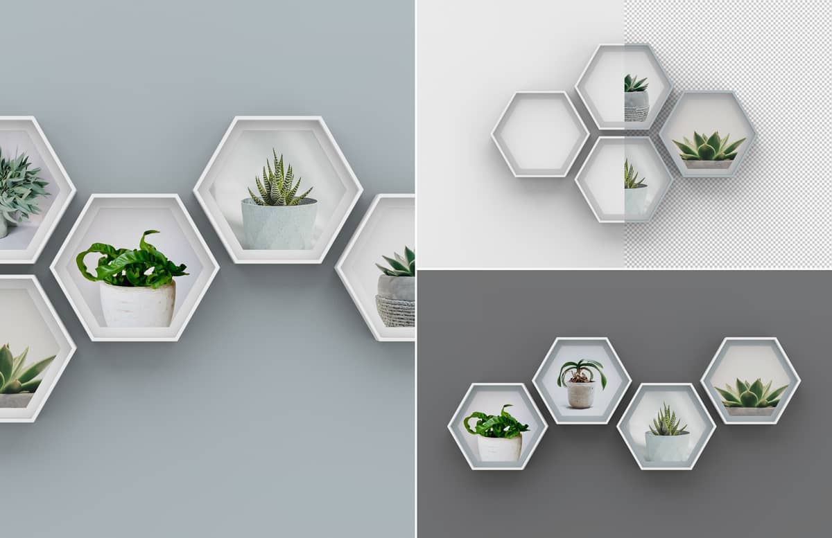 Hexagonal Frames Mockup Preview 1