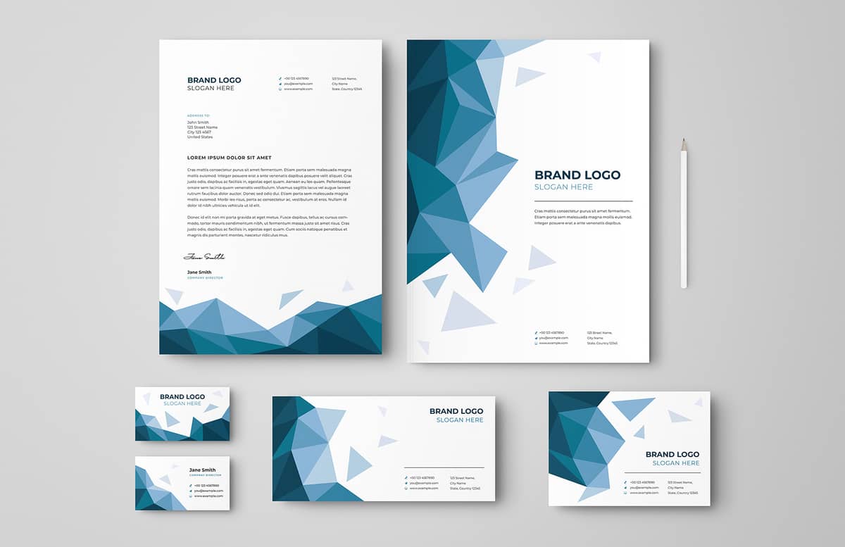 Low Poly Business Stationery Set Preview 1
