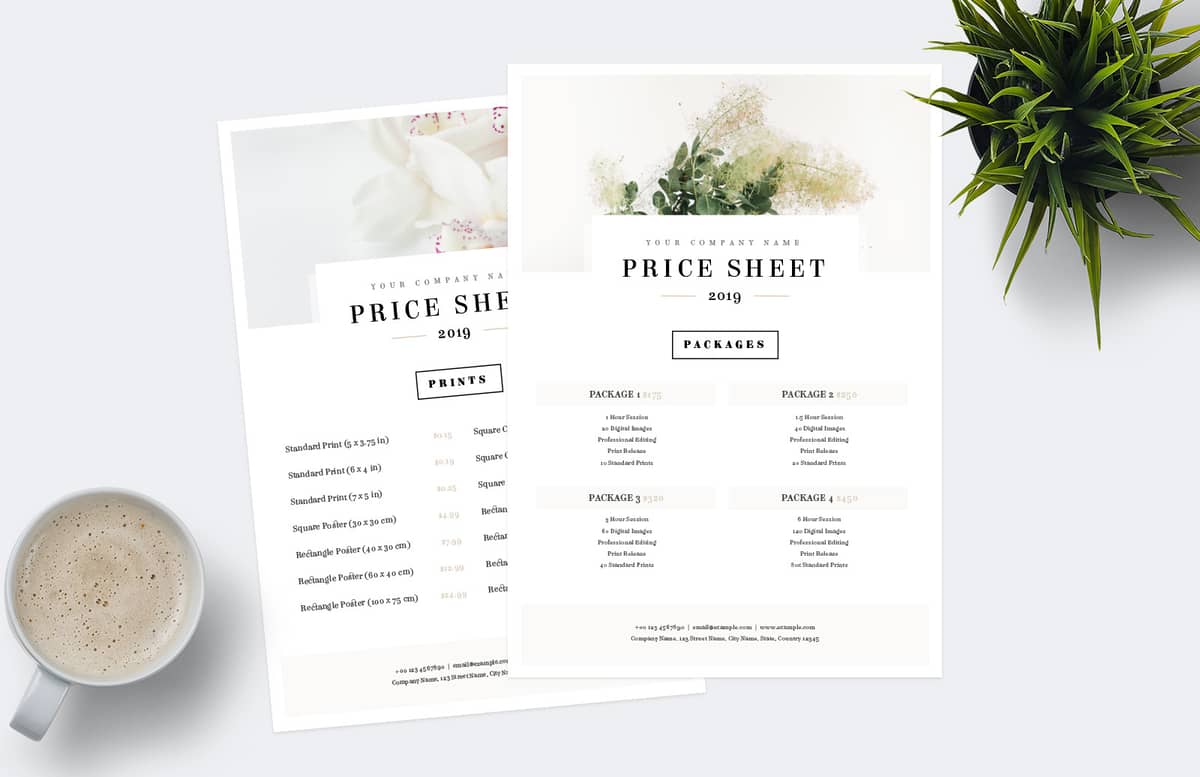 Price Sheet Template Preview 1B