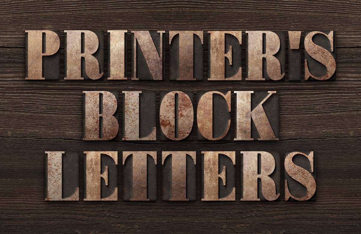 Printers Letterpress Block Letters Preview 1