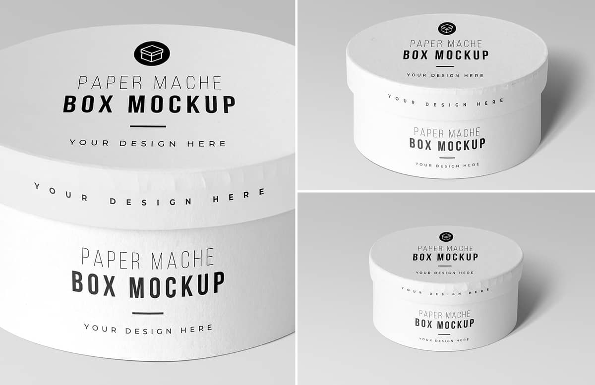 Round Paper Mache Boxes Mockup — Medialoot