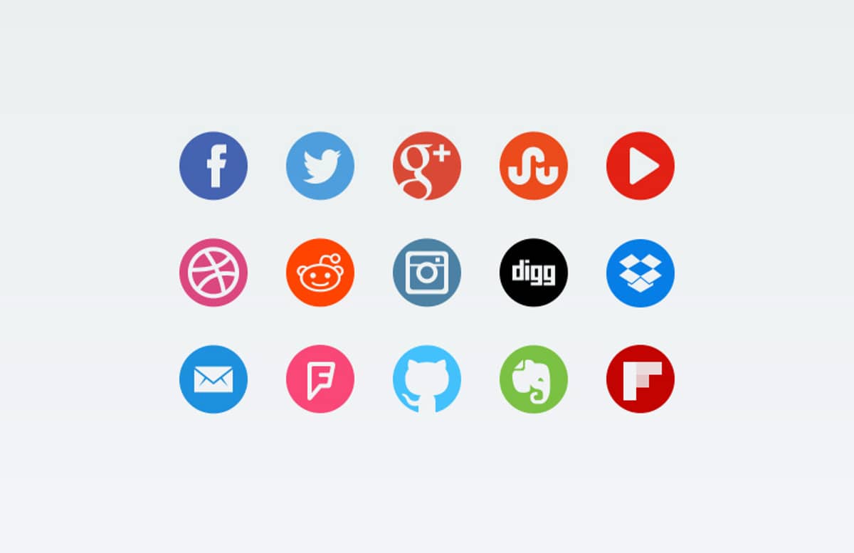 Round  Social  Icons  Preview 1B