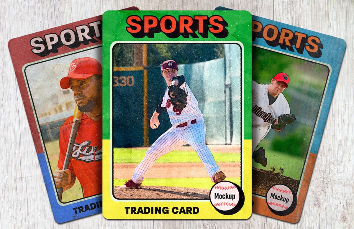 Sports Trading Card Mockup For Baseball Card Template Psd