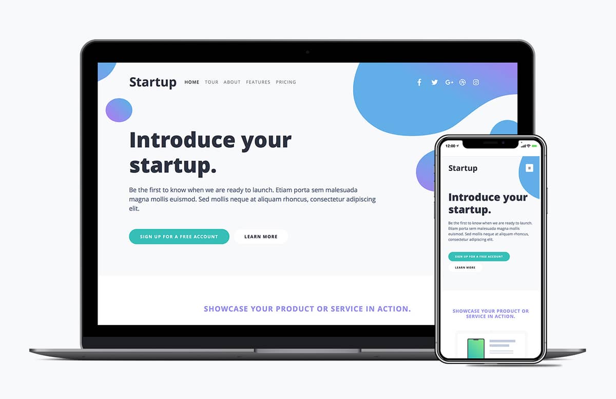 Startup Landing Page Bootstrap Template Preview 1