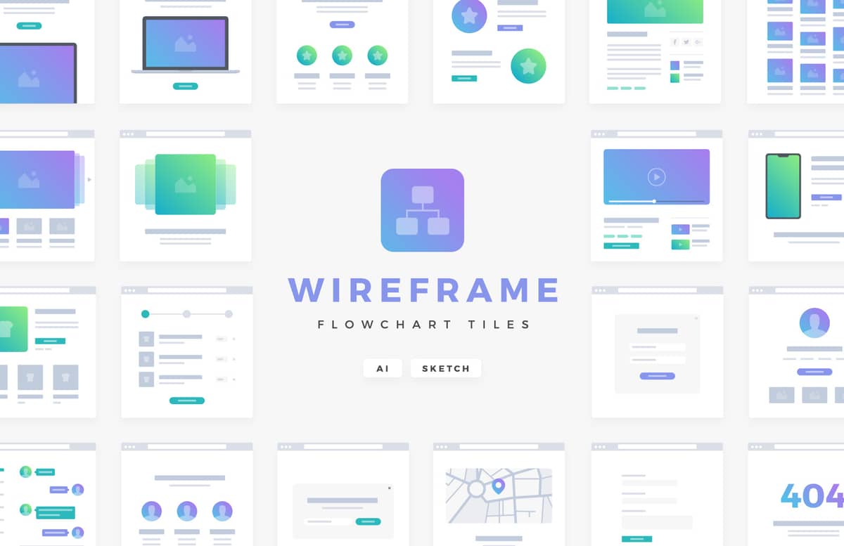 Vector Wireframe Flowchart Tiles Preview 1