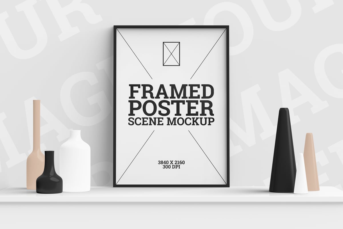 Download Framed Poster Scene Mockup — Medialoot