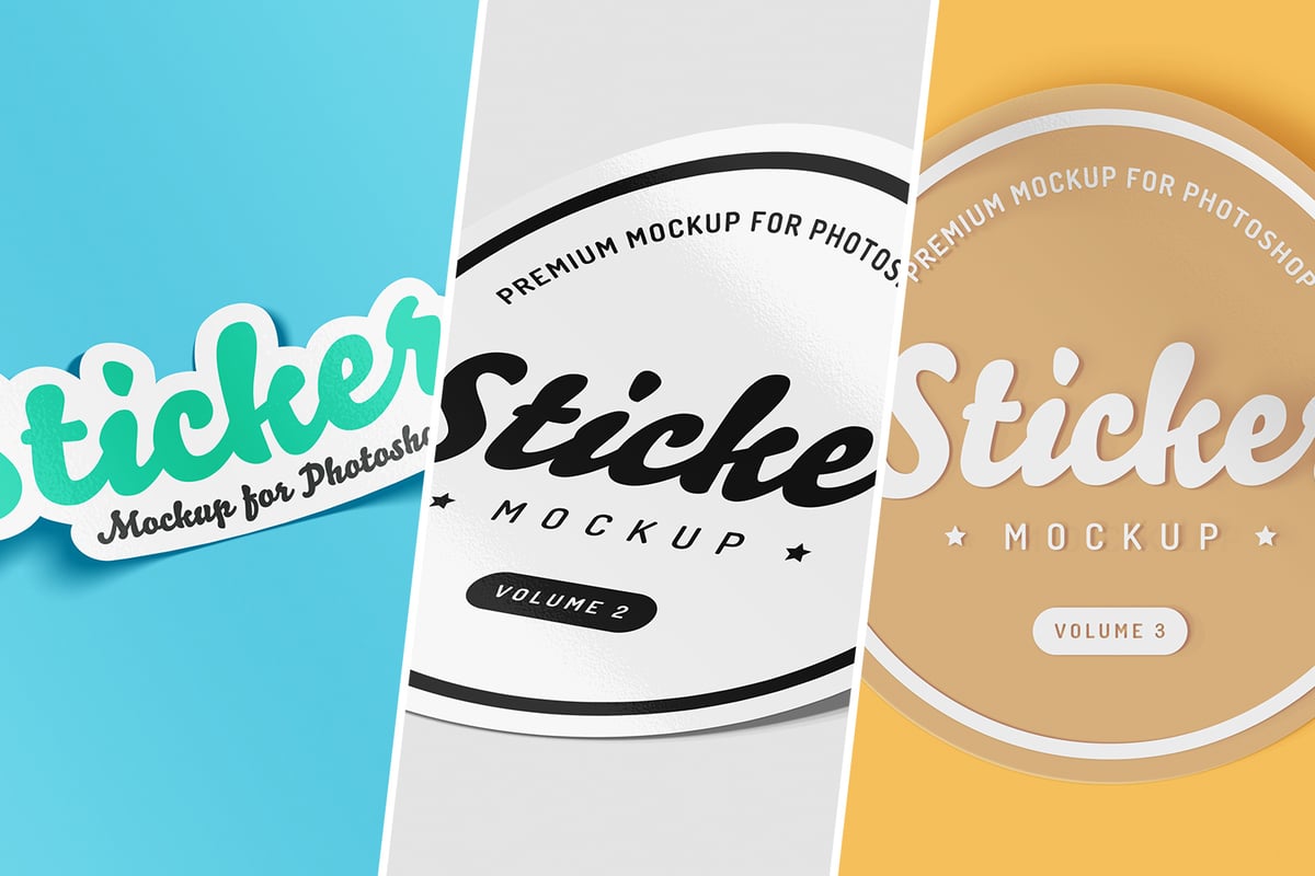 Download Sticker Mockup Collection for Photoshop (PSD) — Medialoot PSD Mockup Templates