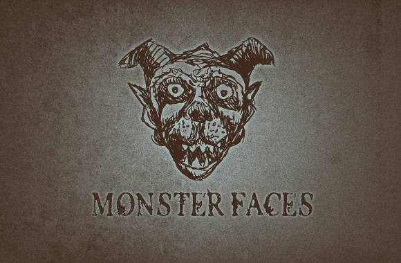 Hand Drawn Monster Faces Vector Set