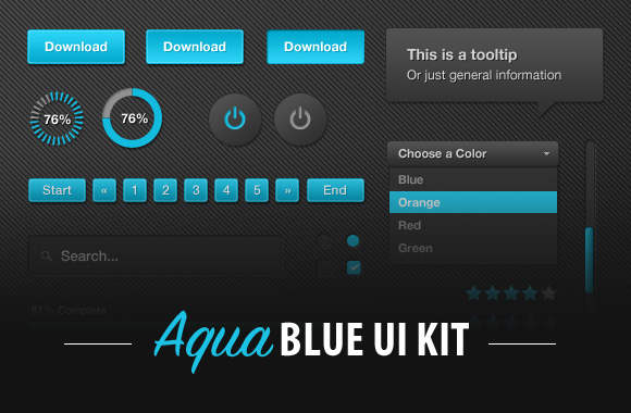 Aqua Blue UI Kit