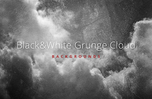 BW Grunge Clouds Backgrounds