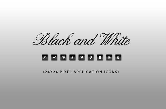 50 Black and White Application Icons
