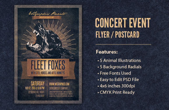 Concert Event Flyer / Postcard Template
