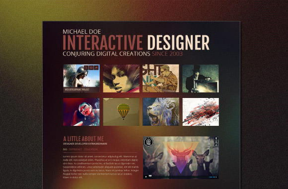 Interactive Designer - One Page Portfolio PSD Template