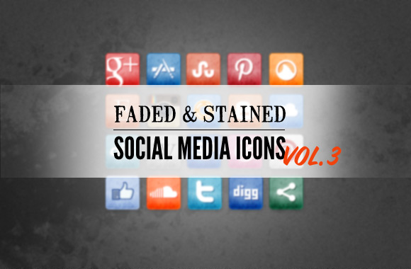 Free Stained and Faded Social Media Icons Vol 3