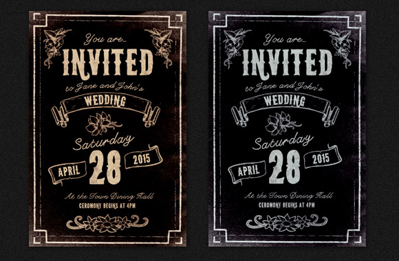 Illustrated Wedding Invitation - PSD Template