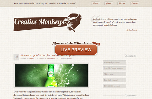 Creative Monkeys, an unique portfolio template