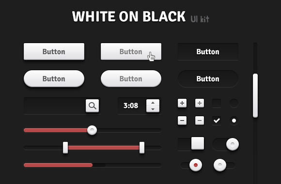 White on Black UI Kit - Retina ready
