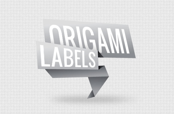 3D Origami Style Vector Labels