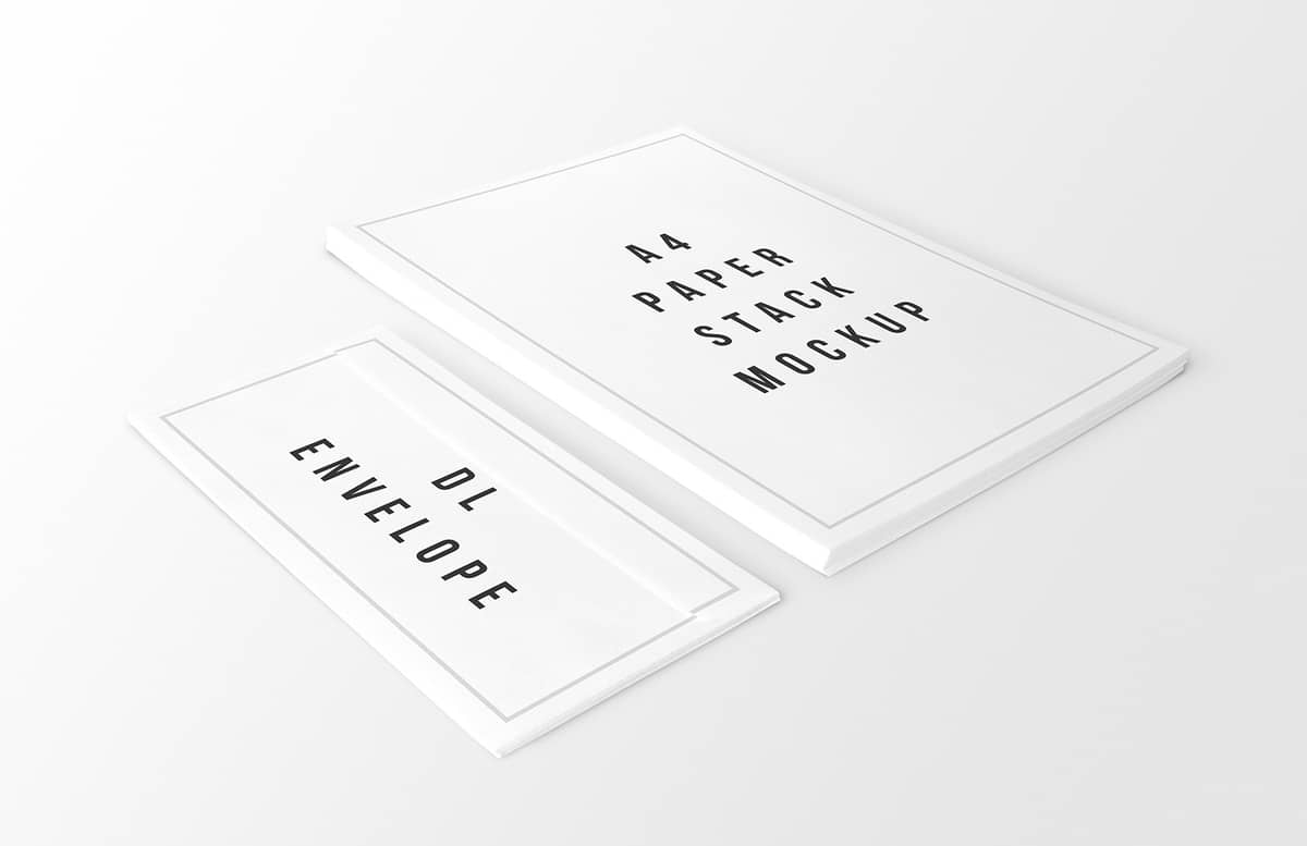 A4 Paper Stack Envelope Mockups Preview 1