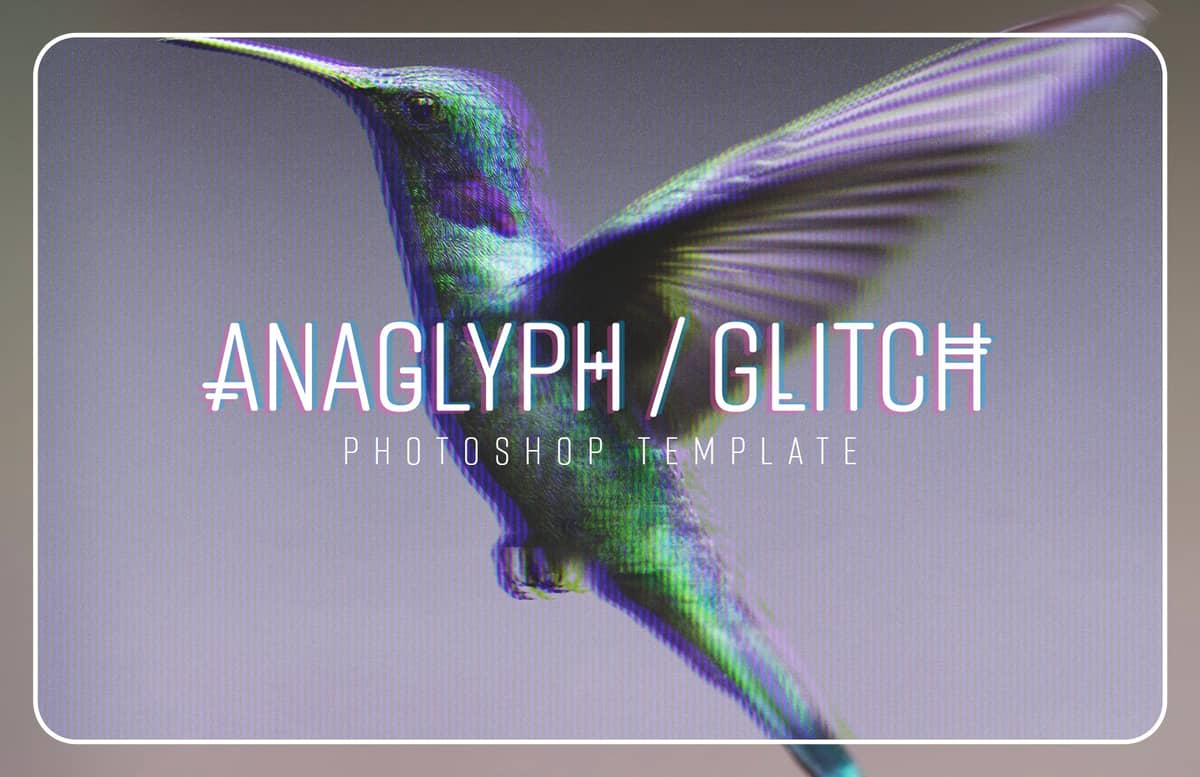 Anaglyph Glitch Photoshop Template Preview 1