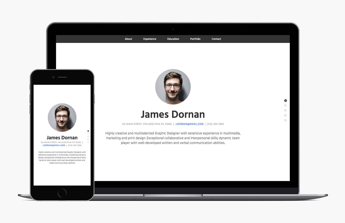 Bootstrap 4 Resume Template Preview 1