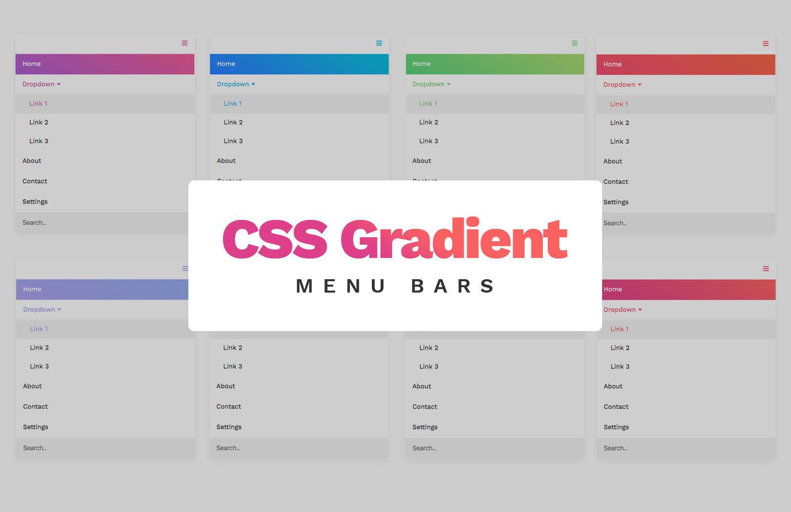 Free CSS Gradient Menu Bars — Medialoot