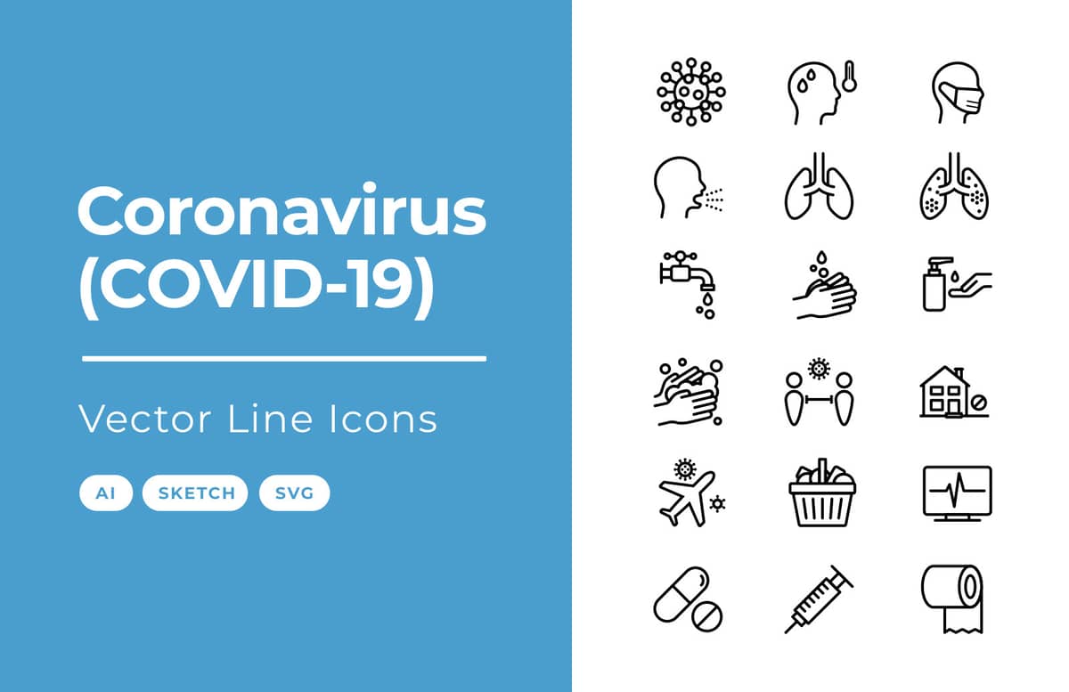 Coronavirus Line Icons Preview 1A