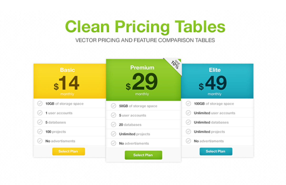 Clean  Pricing  Tables  Preview1