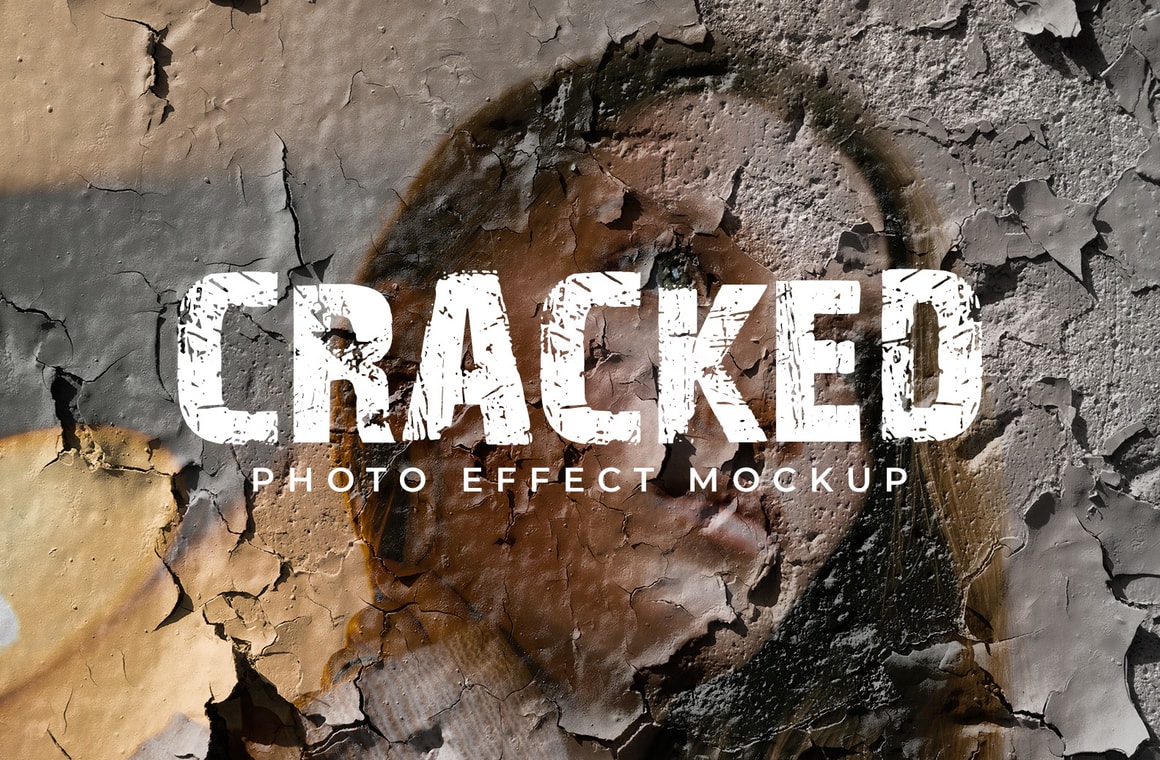 Cracked Texture Photo Effect Mockup