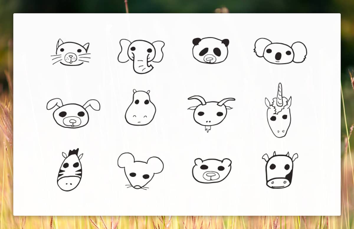 Doodled  Vector  Animal  Faces  Preview 1