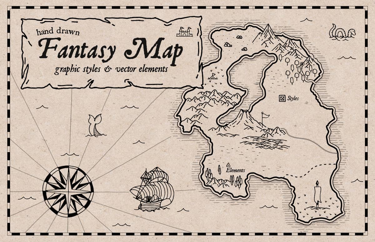 Fantasy Maps Styles And Elements Preview 1