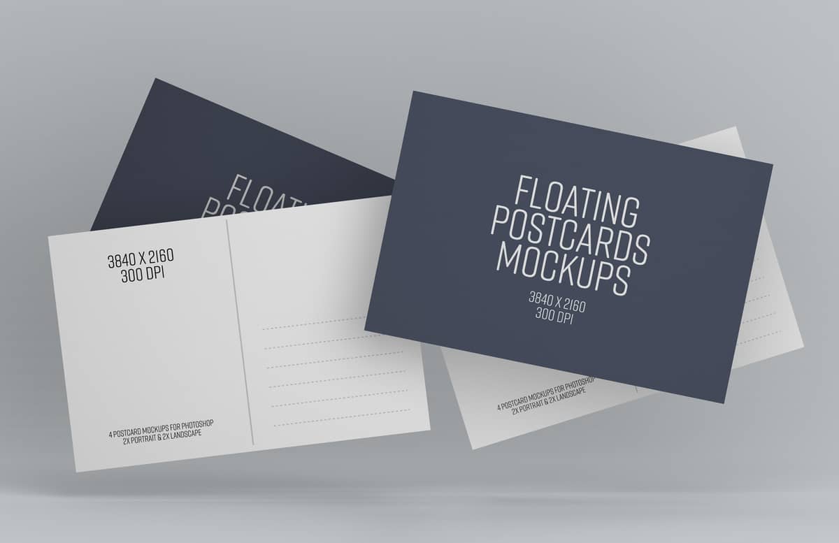 Floating Postcards Mockup Preview 1