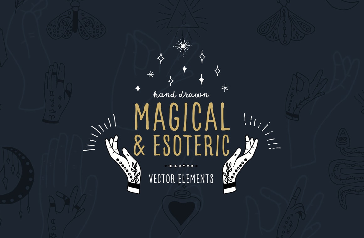 Hand Drawn Magical and Esoteric Vector Elements