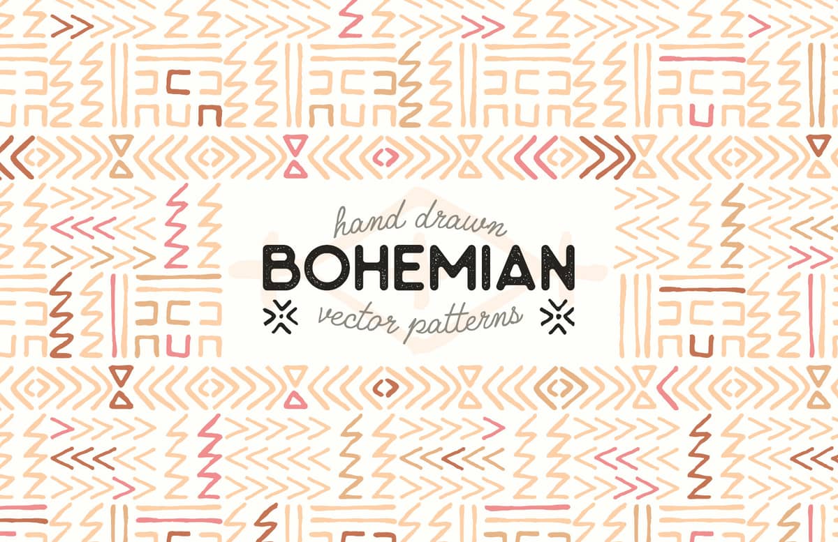 Hand Drawn Bohemian Vector Patterns Preview 1