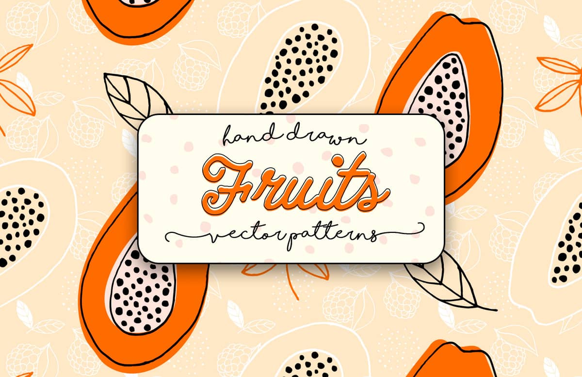 Hand Drawn Fruits Vector Patterns Preview 1