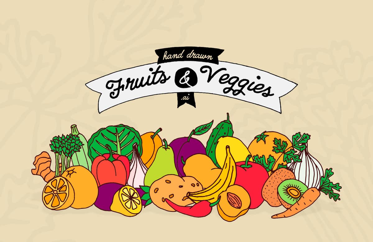 Hand Drawn Fruits Veggies Preview 1