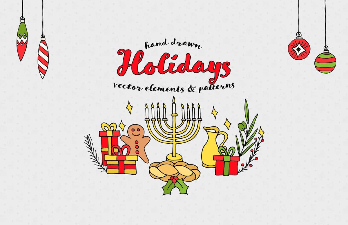 Hand Drawn Holidays Elements And Patterns Preview 1