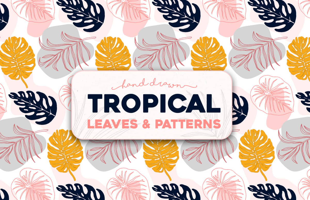 Hand Drawn Tropical Leaves And Patterns Preview 1