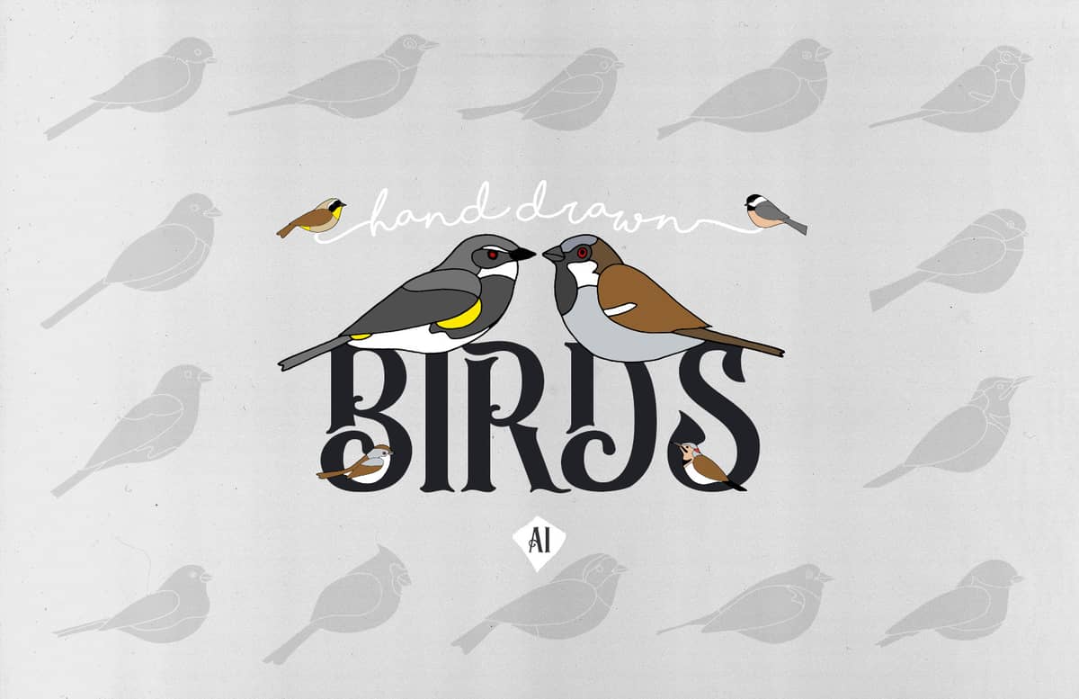 Hand Drawn Vector Birds Preview 1